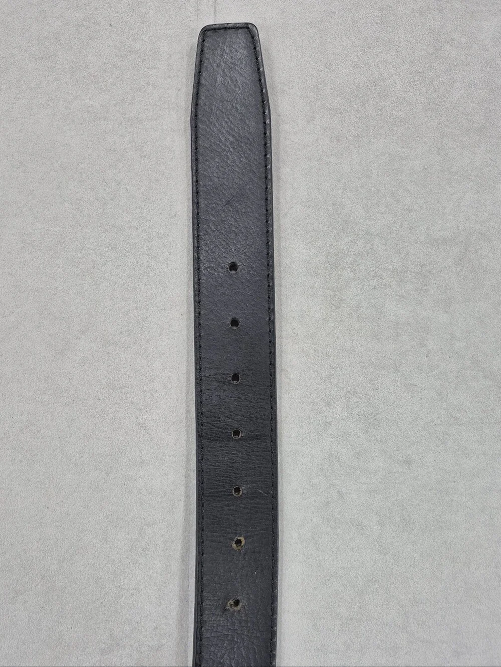 Genuine Leather belt men's 42 black antiqued brushed silvertone buckle